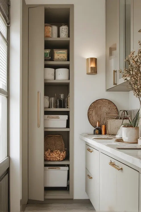 Ceiling-height pantry tower cabinet