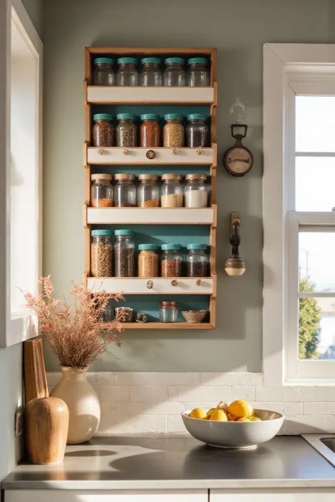 Color-block vintage pop shelf