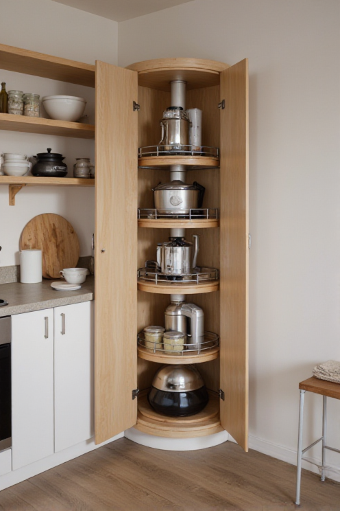 Corner carousel tower for small appliances