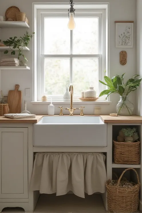 Curtain Skirt Sink Cabinet Softening