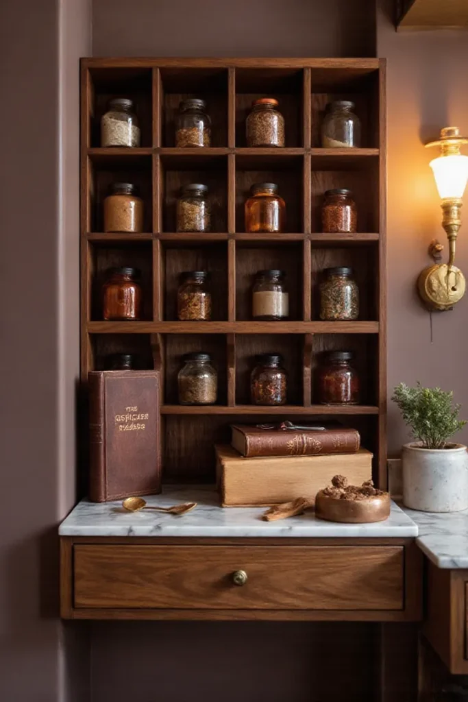 Dark wood library pantry
