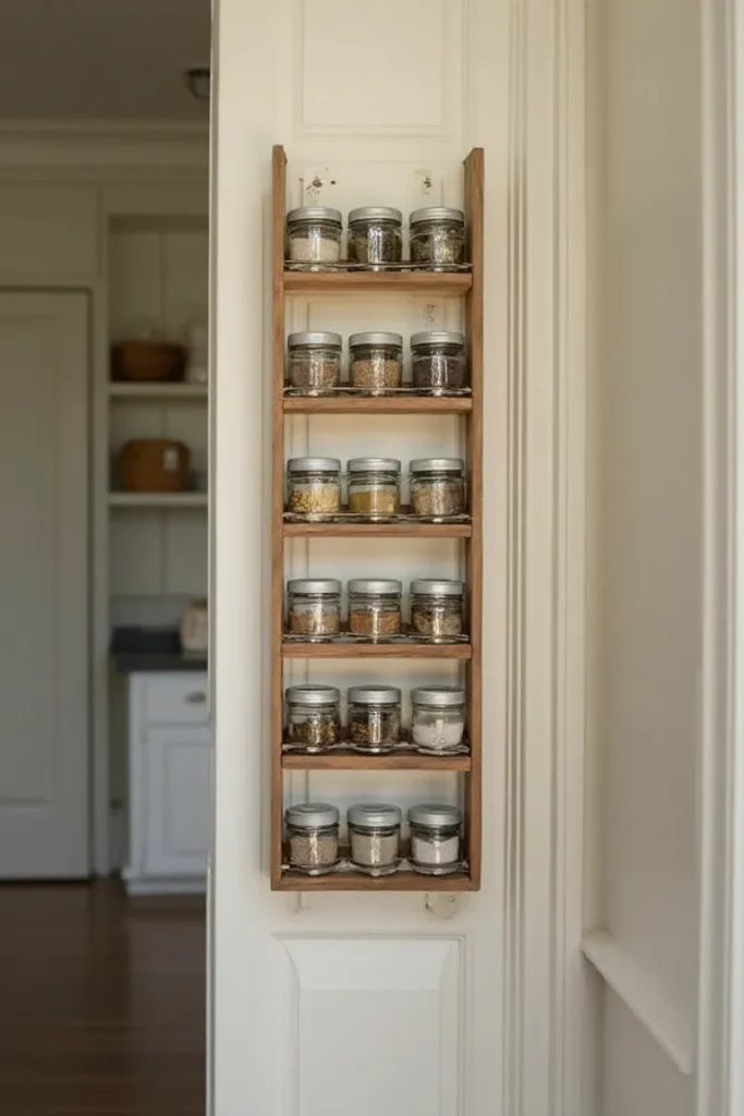 Hidden-door pantry reveal rack