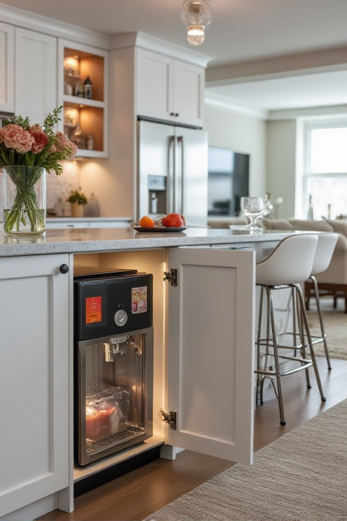 Island back-pocket appliance strip