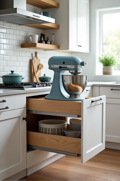 Lift-up mixer dock drawer