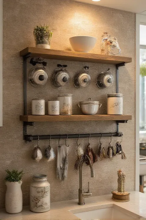 Rail-and-canister bar wall