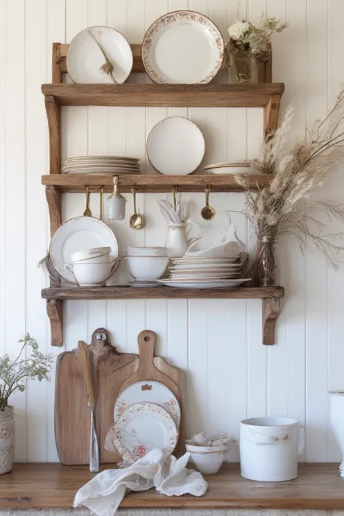 Rustic farmhouse plate wall rack