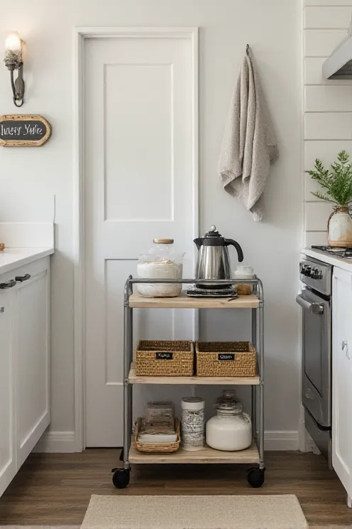 Slim Rolling Cart Pantry Station
