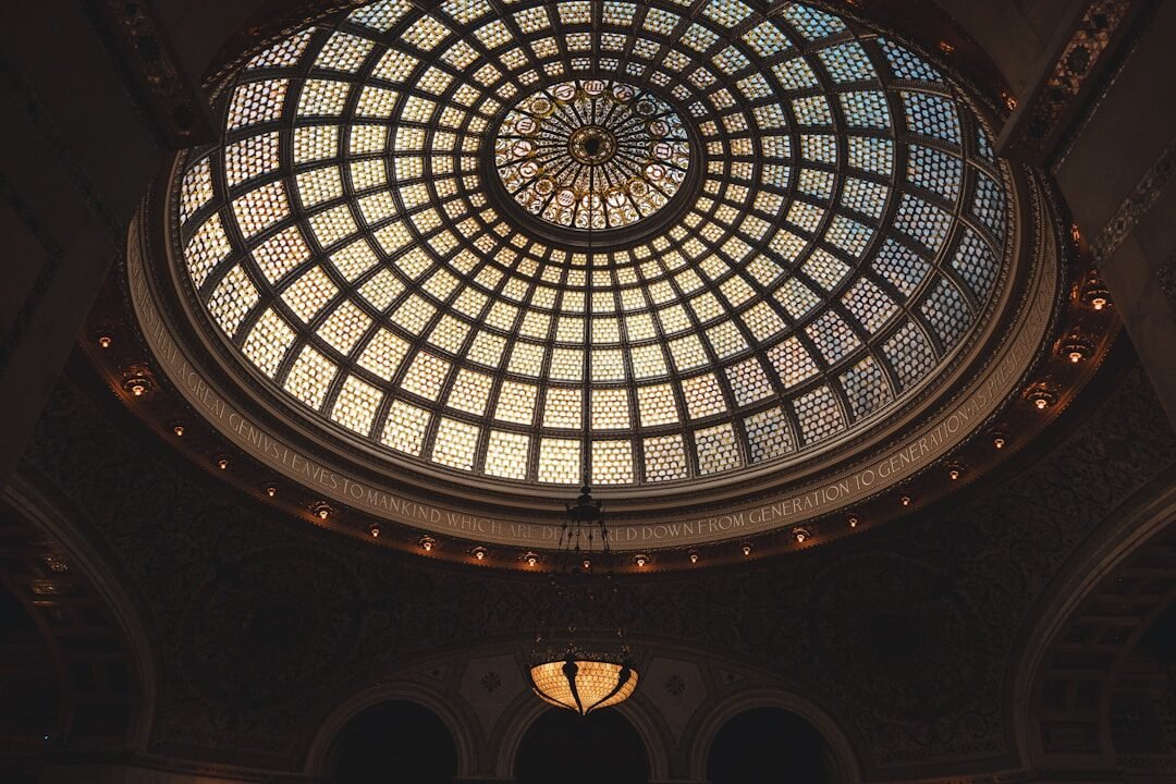 A large glass dome in the middle of a building