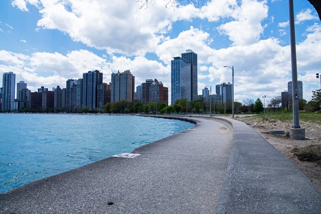 a view of a city from the water's edge